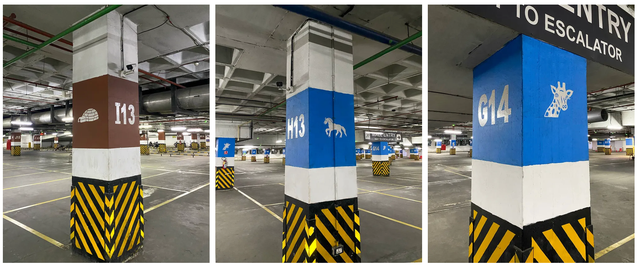 signs of parking indicators in mall parkings